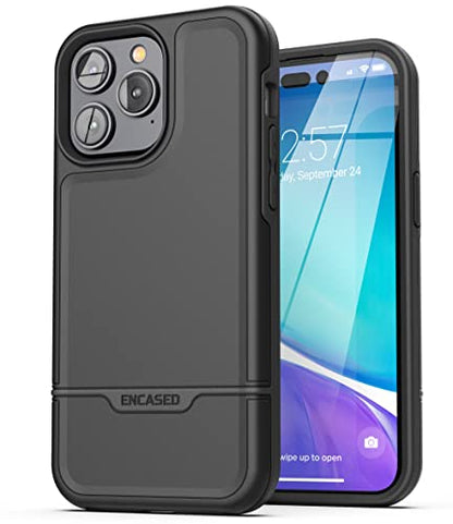 ENCASED Shockproof Case Compatible with iPhone 14 Pro - Ultra Protective Heavy Duty Magnetic Phone Cover, Rebel Series (Black) - color: Black, size: iPhone 14 Pro