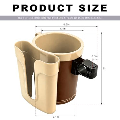 Bike Cup Holder, Bicycle Handlebar Water Bottle Holders with Cell Phone Keys Holder, Universal Drink Bottle Cage for Bike Motorcycle Scooter Stroller Walker Wheelchair (Yellow & Brown) - color: Yellow & Brown