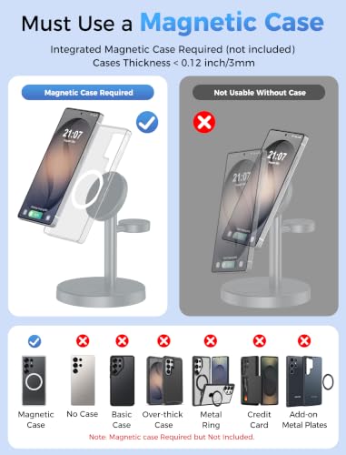 Aeinidi Super Fast Strong Magnetic Wireless Charger for Samsung - color: Titanium Gray, size: 15W