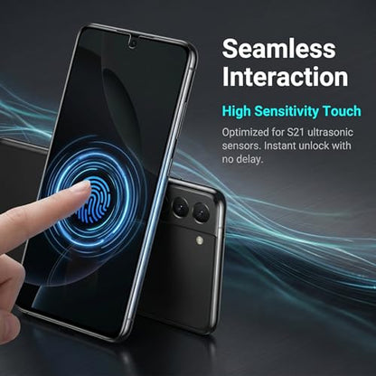 (2+2Pack) Galaxy S22 Privacy Screen Protector Tempered Glass, with 2 Pack Camera Lens Protector, 9H Hardness 2D Curved Full Coverage Bubble Free Support Fingerprint, for Galaxy S22 5G 6.1 Inch
