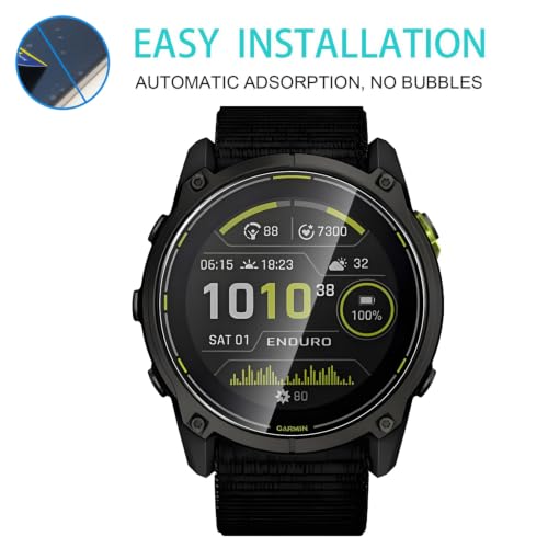 5 Pack Tempered Glass for Garmin Enduro 4 Screen Protector,9H Hardness,Ultra Resistant,Anti-Fingerprints,No Bubbles,HD-Clear,Full Coverage Watch Film for Garmin Enduro 4 [Easy Install] - color: Garmin Enduro 4