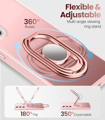 Shields Up for Samsung Galaxy S24 Plus Case with Stand, Galaxy S24 Plus Case with Double Ring Holder [Adjustable & Foldable] Protective Translucent Matte Cover - Frosted Pink - color: Frosted Pink, size: Galaxy S24 Plus