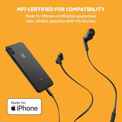 Belkin Wired Earbuds with Lightning Connector, Built-in Mic - color: Black, size: One Size, style: LTG