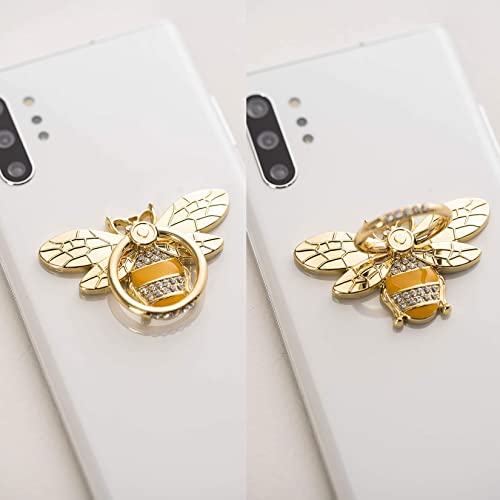 Allengel Stylish Phone Ring Grip Holder Stand, Bee Phone Finger Holder Kickstand for iPhone and Android Phone, Gold & Crystal - color: gold01
