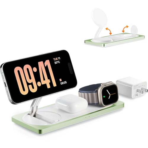 PETINO 3 in 1 Wireless Charging Station for Apple Devices with MagSafe - color: Sprout Green