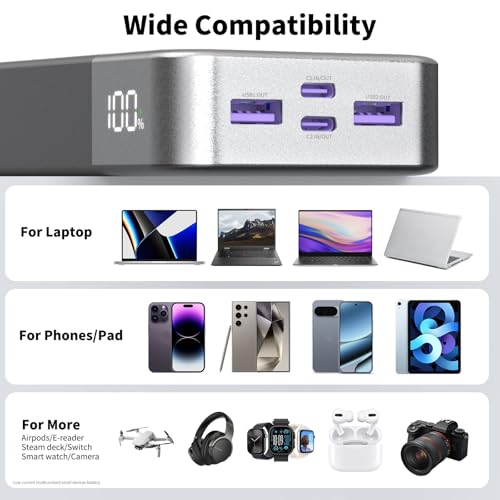NOBIS 90W Portable Charger 20000mAh Laptop Power Bank Fast Charging - color: Black