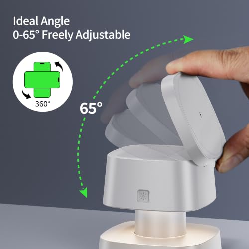 4 in 1 Magnetic Wireless Charging Station,15W Fast Charging with Adjustable Night Light,3 in 1 Wireless Charging Station for iPhone 17/16/15/14/13/12/11 Pro Max & Apple Watch,AirPods (White) - color: White