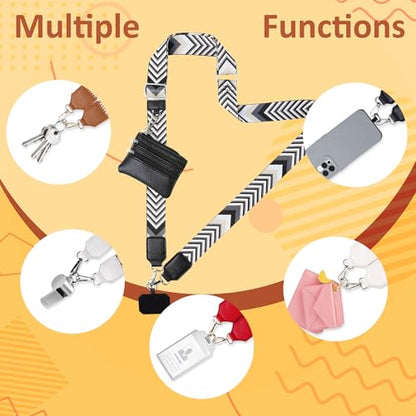 BARGIFTS Clip and Go Strap for Phone with Wallet Crossbody, Cell Phone Lanyard with Zippered Pouch, Adjustable Phone Strap Crossbody with Wallet - color: A-Black