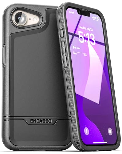 ENCASED Shockproof Case for iPhone 17e, 16e (6.1") - Ultra Protective Heavy Duty Magnetic Phone Cover, Rebel Series (Black) - color: Black, size: iPhone 16e