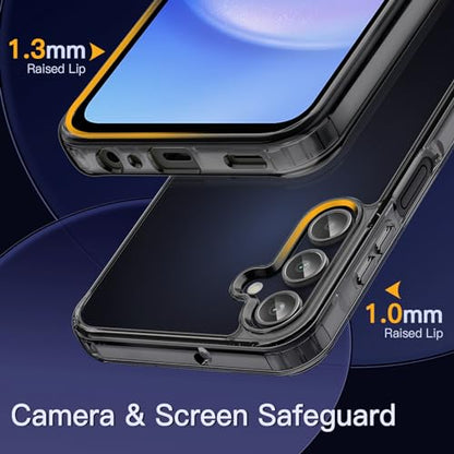 JETech Case for Samsung Galaxy A15, Anti-Yellowing, Black | Shockproof Protection, Scratch Resistant Hard PC Back, Durable Transparent TPU Bumper - color: Black, size: Galaxy A15