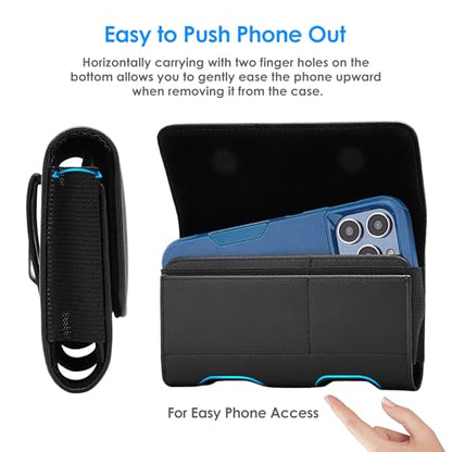 Mopaclle Leather Phone Holster with Heavy Duty Metal Belt Clip and Card Holder, Compatible with iPhone 13/12 Mini, iPhone SE, iPhone 8/7/6S/6, and Galaxy S7/S6/S5 - Black - color: 01-Leather- Black, size: S(5.8x3.0x0.5)