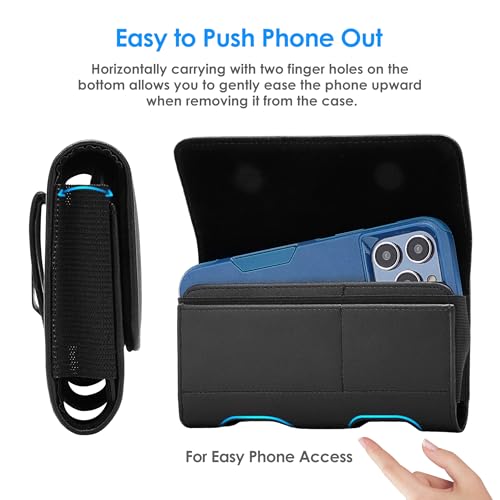 Mopaclle Leather Phone Holster with Heavy Duty Metal Belt Clip and Card Holder, Compatible with iPhone 17/16/15/14/13/12 Pro and Samsung Galaxy S25/S24/S23/S22/S21/S20 - Black - color: 01-Leather- Black, size: M(6.0x3.2x0.6)