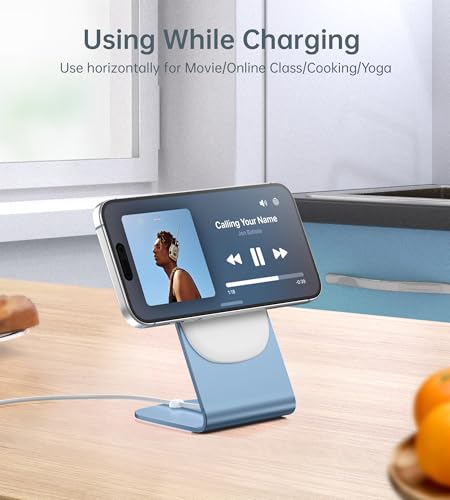 Magnetic Wireless Charger Stand + Charging Pad for iPhone Duo/18-12 Series - color: Blue