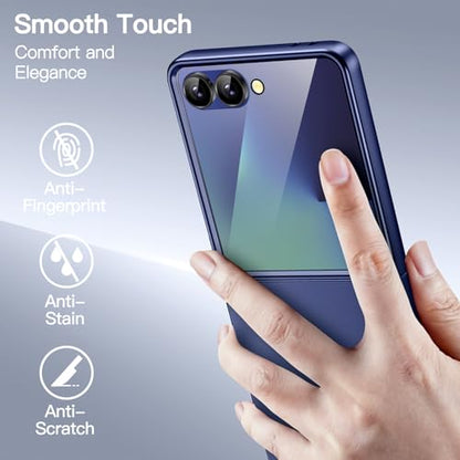 JETech Case for Samsung Galaxy Z Flip 7, Blue Shadow | Built-in Front Screen Protector, Slim Hard PC Design, Shockproof Protection, Anti-Scratch Finish - color: Blue Shadow