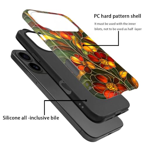 Compatible with iPhone 17 Pro,Anti-Scratch Glossy Case Cover,Stained Glass Flower 03 - color: Stained Glass Flower 03, size: IPhone 17 Pro