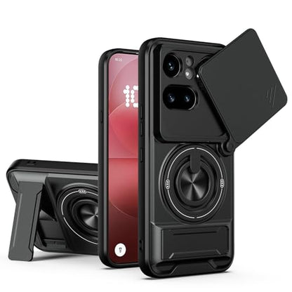 Compatible with Nothing Phone4a Pro Case Cover,Compatible with Nothing Phone (4a) Pro 5G A069P with Slide Camera Cover Phone Stand Protective Case Black - color: Black, size: Compatible with Nothing Phone4a Pro