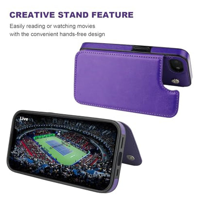 ONETOP for iPhone 17e/16e Wallet Case with Credit Card Holder,Purple | Kickstand,ID/Cash Holder,Case Wallet with Card Slots,Double Magnetic Clasp,Durable PU Leather Shockproof Cover for Women Men - color: Purple