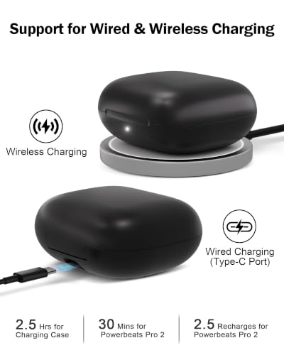 Charging Case Replacement for Powerbeats Pro 2 : Wireless Earbuds Charger Case with Bluetooth Pairing Sync Button, 600mAh Battery, Earbuds Not Included - color: Powerbeats Pro 2 Black