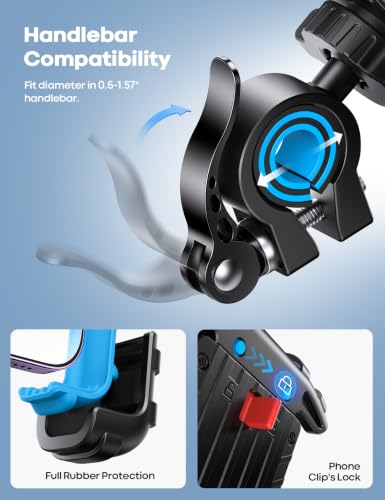 Lamicall Bike Phone Holder Motorcycle Mount - One-Hand Operation, Lockable - color: Blue