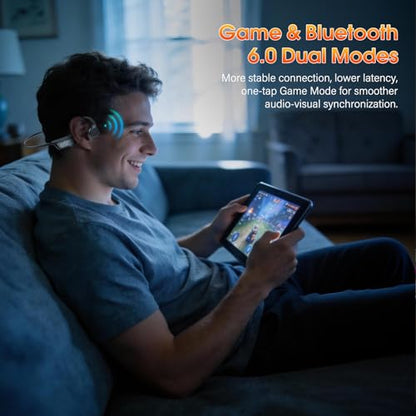 Bone Conduction Headphones Bluetooth 6.0 Earbuds, Open Ear Headphones with Dual Driver Sound, LED Display, IP67 for Sport / running, Dual Device Connection & Low-Latency Game Mode,12 Hours Playtime