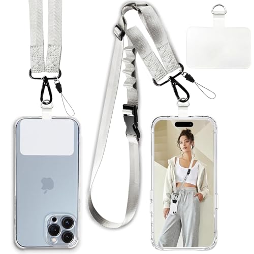 Phone Lanyard Wrist Strap Crossbody Adjustable, Cell Phone Lanyard for Around The Neck Shoulder Wristlet Strap - color: Grey