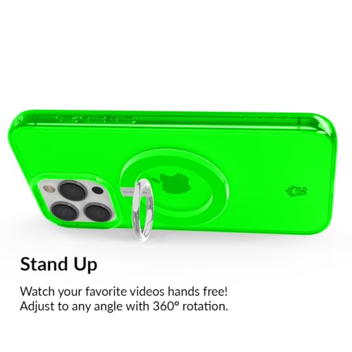 VELVET CAVIAR Compatible with MagSafe Phone Grip - Magnetic Ring Holder with Adjustable Stand - Removable MagSafe Accessories for iPhone 16, 15, 14, 13, 12 (Neon Green) - color: Neon Green