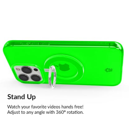 VELVET CAVIAR Compatible with MagSafe Phone Grip - Magnetic Ring Holder with Adjustable Stand - Removable MagSafe Accessories for iPhone 16, 15, 14, 13, 12 (Neon Green) - color: Neon Green