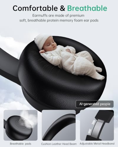 AOC Wireless Headset with Mic for Work, AI Noise Cancelling, Bluetooth - color: Midnight Black