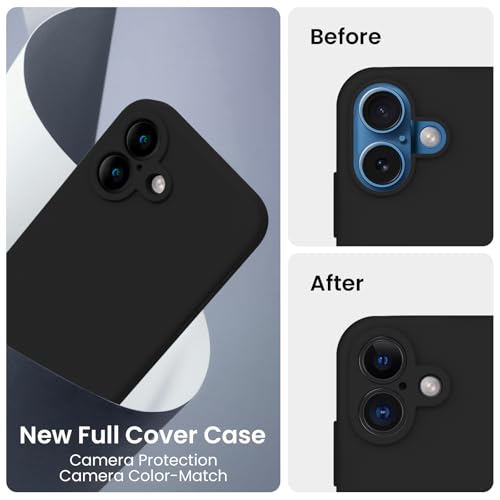 FireNova Designed for iPhone 16 Case, Silicone Upgraded [Camera Protection] Phone Case, Soft Anti-Scratch Microfiber Lining Inside, 6.1 inch, Black - color: Black, size: Iphone 16