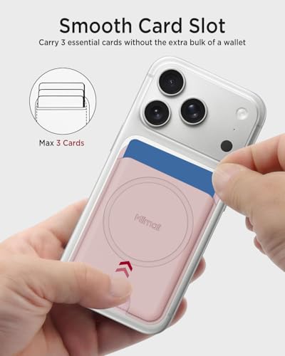 Miimall for Mag Safe Wallet Slim, 3 Cards Phone Card Holder Leather for Google Pixel 10 Series, Anti-Slip Magnetic Wallet Women Girl Ultra Thin Durable with RFID Stick for iPhone 17/16/15/14 Pink - color: Pink