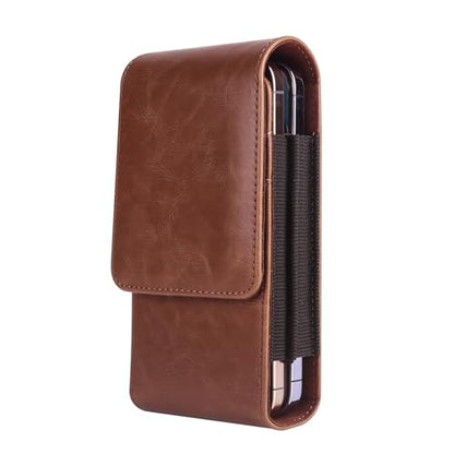Dual Belt Clip Holster Case Double Cell Phone Pouch Card Slots Holder for iPhone 14 Pro Max 15 Pro Max Motorola Moto G Stylus 5G 2023 G Power 5G Galaxy S24 Plus S23 Ultra S22+ S21 FE A15 A35 (Brown) - color: Brown