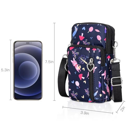 BIAOTIE Lightweight Small Crossbody bags Cell Phone Purses Travel Pouch Shoulder Bag for Women - color: Black Mushroom