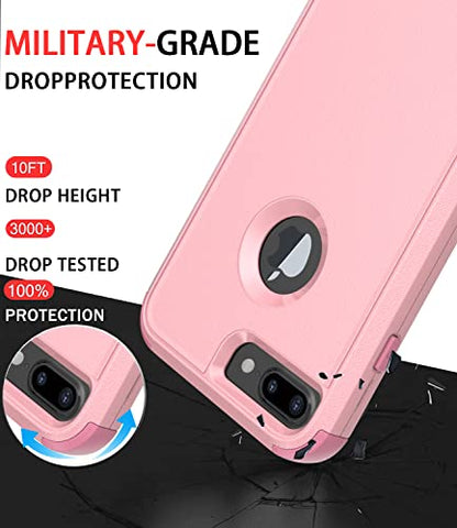 Diverbox for iPhone 8 Plus Case, iPhone 7 Plus Case [Shockproof] [Dropproof] [Dust-Proof],Heavy Duty Protection Phone Case Cover for Apple iPhone 8 Plus & 7 Plus (Pink) - color: Pink