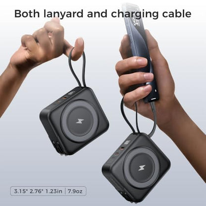 10000mAh Portable Charger Power Bank Built in Cables&Wall Plug - color: Black