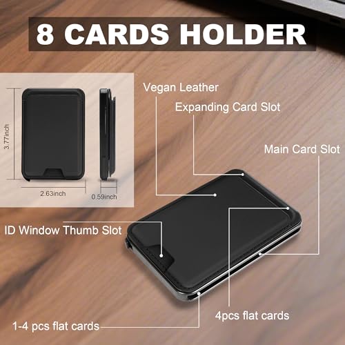 Magsafe Wallet with Adjustable Stand, Magnetic Phone Card Holder - color: Leather Stand No Clip - Ebony Black