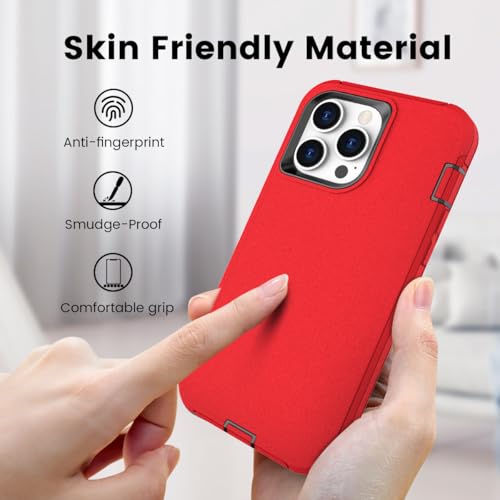 Compatible with iPhone 15 Pro Max Case, Women' Dual Layer Protective Shockproof Cover Drop Protection Heavy Duty Protective Phone Case for Apple iPhone 15ProMax 6.7 inch (Red/Black) - color: Red/Black