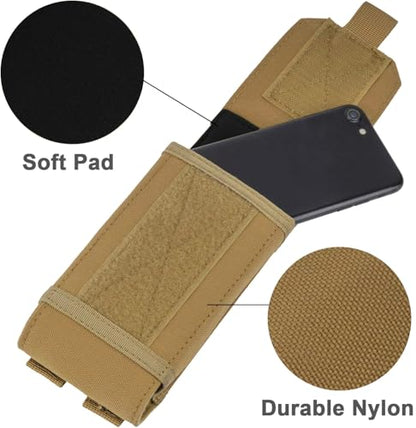 Urvoix MOLLE Cell Phone Pouch, Heavy Duty Tactical Belt Phone Holster | Phone Case Fits MOLLE Backpacks, Vests & Gear for Outdoor EDC, Nylon Phone Bag for iPhone 17 16 15 14 13 12 Pro Max, Khaki - color: Khaki