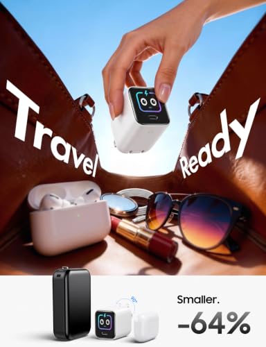 Smart Display Charger,USB C Charger Block with 6.6FT USB-C Cable,45W Max GaN Phone Charger 90° Foldable Plug,Smart Recognition,Care Mode,Real-Time Display,for iPhone 17 Pro Max/ 17 Pro /16/15