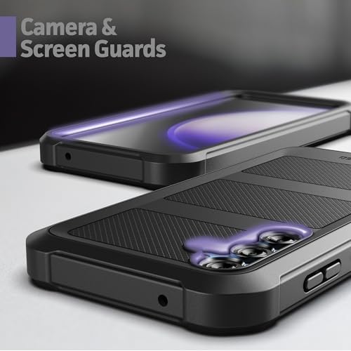 Encased Falcon Designed for Samsung Galaxy S23 FE Case with Screen Protector and Belt Clip Holster - Protective Full Body Case (Black) - size: S23 FE