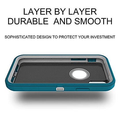 MXX Compatible with iPhone Xr Case, 3-Layer Super Protective Full Heavy Duty Body Tough Rugged Bumper Cover, Shock & Dust Proof, Designed for Apple Xr Phone Case 6.1" - color: Turquoise/Gray