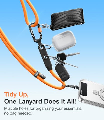 TORRAS Phone Lanyard Crossbody w/Hanging Loops, 2 Phone Tether Tabs, Orange - color: 5-orange