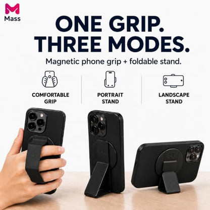 Mass Planet MagSafe Phone Grip, Slim Foldable Holder - Black - color: Black