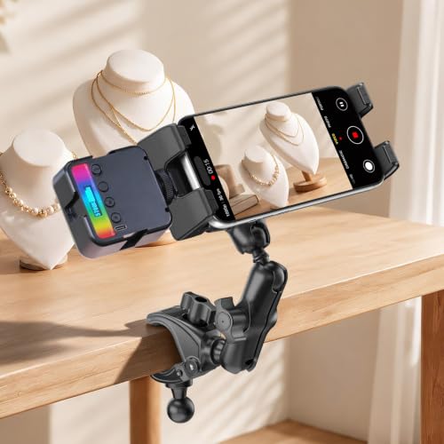 OHLPRO Tablet Mic Stand Holder for iPad, Aluminum Alloy Arm Treadmill Handlebar Clamp Mount, 1" Ball Head for Spin Bike Microphone Peloton Stroller, 5-13" iPad Pro Galaxy Tab and Phone - size: 7" Arm