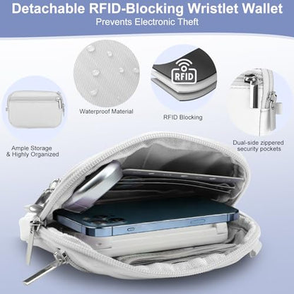 Phone Lanyard Crossbody with Detachable RFID Wallet (Cream, Large) - color: Cream, size: Large