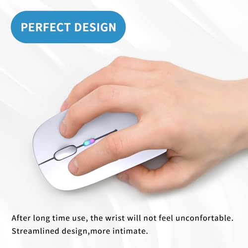 Afaartcci Rechargeable Wireless Mouse, Silent Bluetooth Mouse(White) - color: white