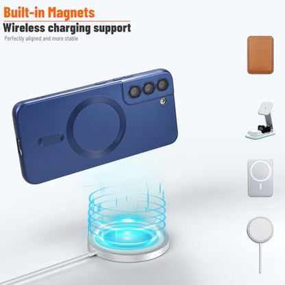 Magnetic for Samsung Galaxy S21 Plus Case,Soft Silicone Slim Fit Anti-Scratch Phone Case Cover with Camera Protection,Compatible with MagSafe,Dark Blue - color: Dark Blue, size: S21 Plus