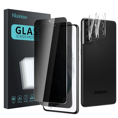 2 Pack Privacy Screen Protector for Samsung Galaxy S21+/S21 Plus With 2 Pack Camera Lens Protector, Anti Spy Tempered Glass Film, 9H Hardness, Black Protector, Anti-Scratch, Bubble Free - size: Galaxy S21+/S21 Plus FK22