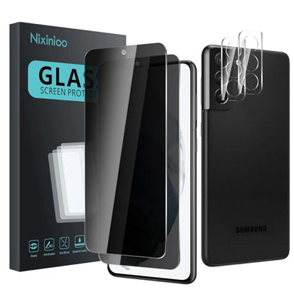 2 Pack Privacy Screen Protector for Samsung Galaxy S21+/S21 Plus With 2 Pack Camera Lens Protector, Anti Spy Tempered Glass Film, 9H Hardness, Black Protector, Anti-Scratch, Bubble Free - size: Galaxy S21+/S21 Plus FK22