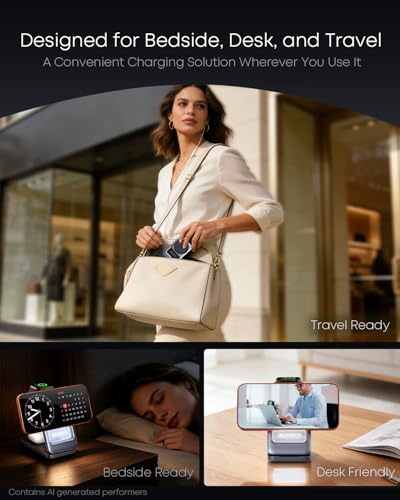 Qi2.2 25W 3-in-1 Foldable Magnetic Wireless Charger for iPhone, Night Light