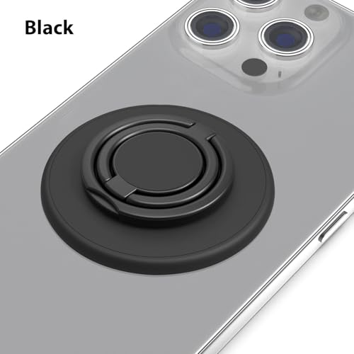 Magnetic Phone Grip Compatible with MagSafe,Magnetic Phone Ring Holder Finger Kickstand Wireless Charging Compatible,Adjustable Double Cell Phone Rings Gripper Stand for MagSafe iPhone - Black - color: Black